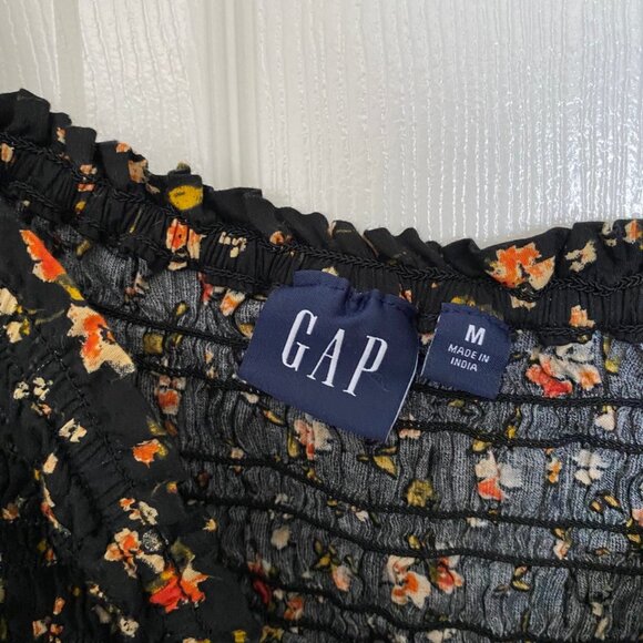 black puff-sleeve floral mini dress - Picture 5 of 5